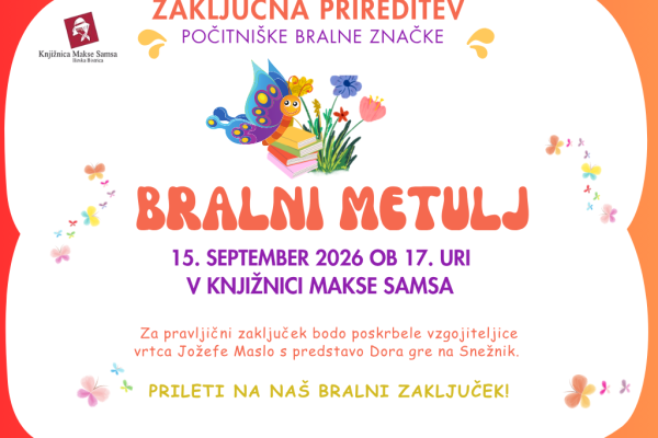 Zaključna prireditev počitniške bralne značke Bralni metulj
